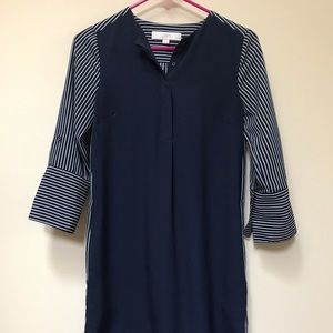 LOFT blue and white shirt dress